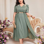 Vestido Midi Plus Size Manga Bufante Giulia