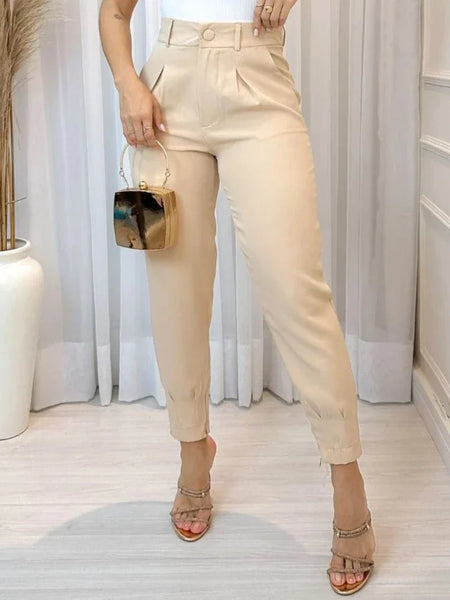 Calça feminina Carrot Social Cintura Alta Afunilada