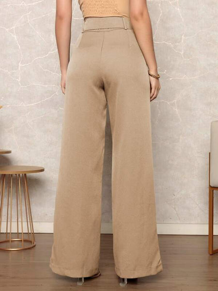 Calça Pantalona Alfaiataria com Cintura Alta e Cinto Elegante