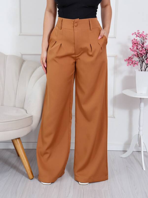 Calça Pantalona Cintura Alta Social Elegante