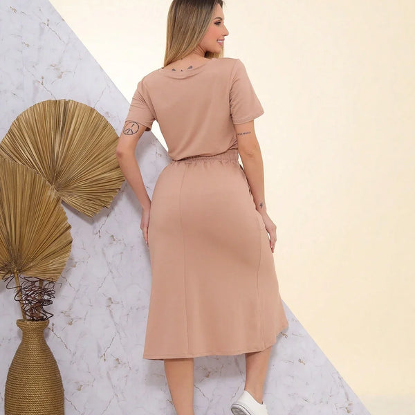 Conjunto Feminino Blusa e Saia Midi Aline