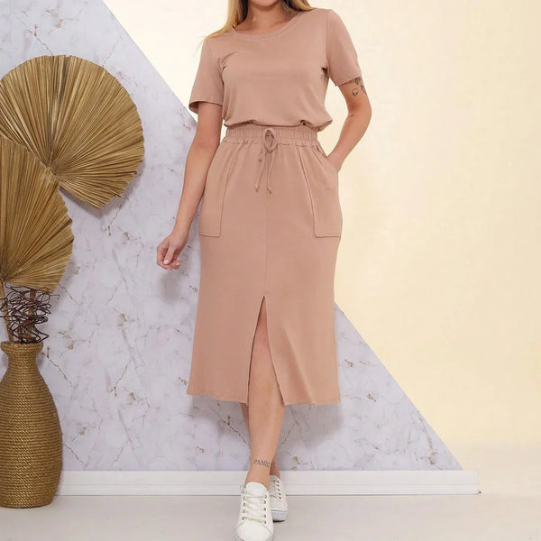 Conjunto Feminino Blusa e Saia Midi Aline