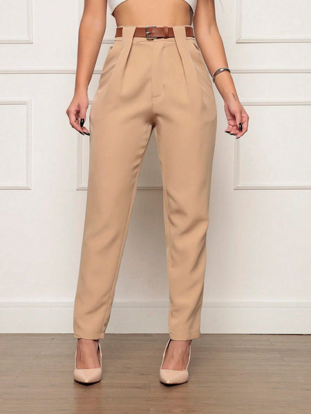 Calça Social Feminina Cintura Alta Carrot