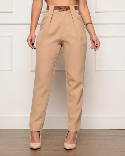 Calça Social Feminina Cintura Alta Carrot