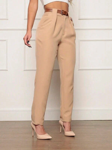 Calça Social Feminina Cintura Alta Carrot