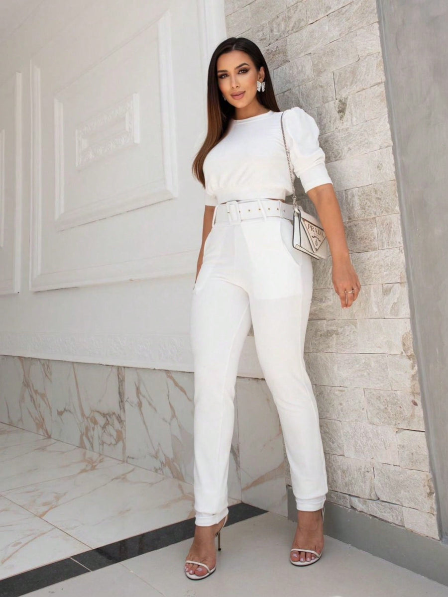 Conjunto Feminino Blusa e Calça Alfaiataria Sueli