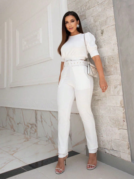 Conjunto Feminino Blusa e Calça Alfaiataria Sueli