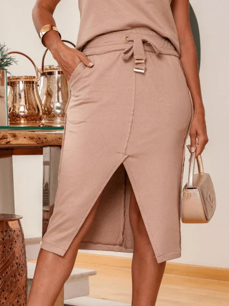 Conjunto Blusa e Saia Midi Tânia