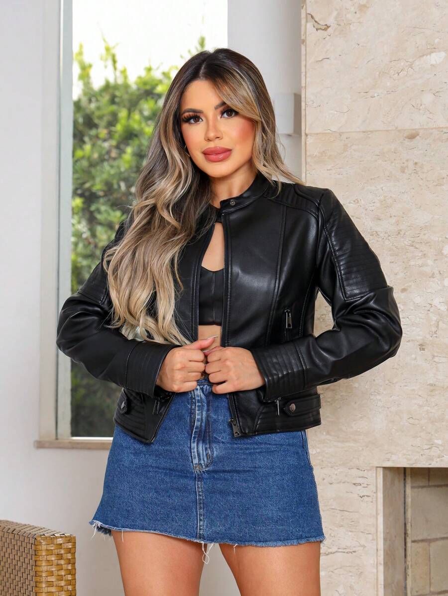 Jaqueta de Couro Feminina Clara