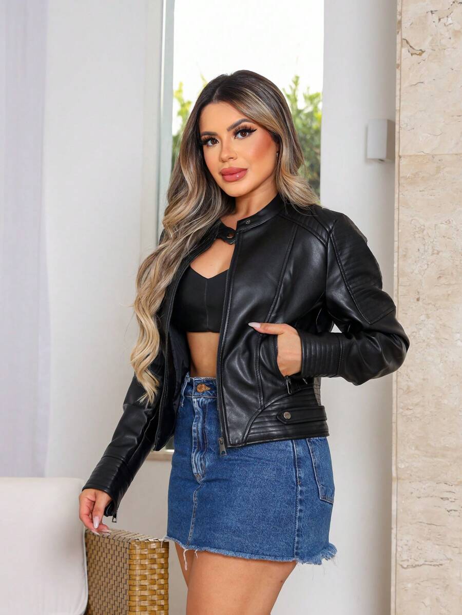 Jaqueta de Couro Feminina Clara