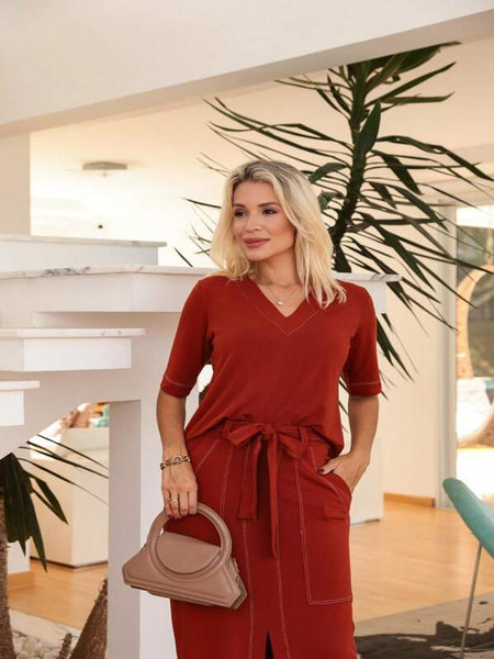 Conjunto Blusa e Saia Midi Denise