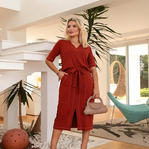 Conjunto Blusa e Saia Midi Denise