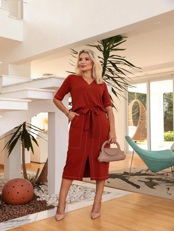 Conjunto Blusa e Saia Midi Denise