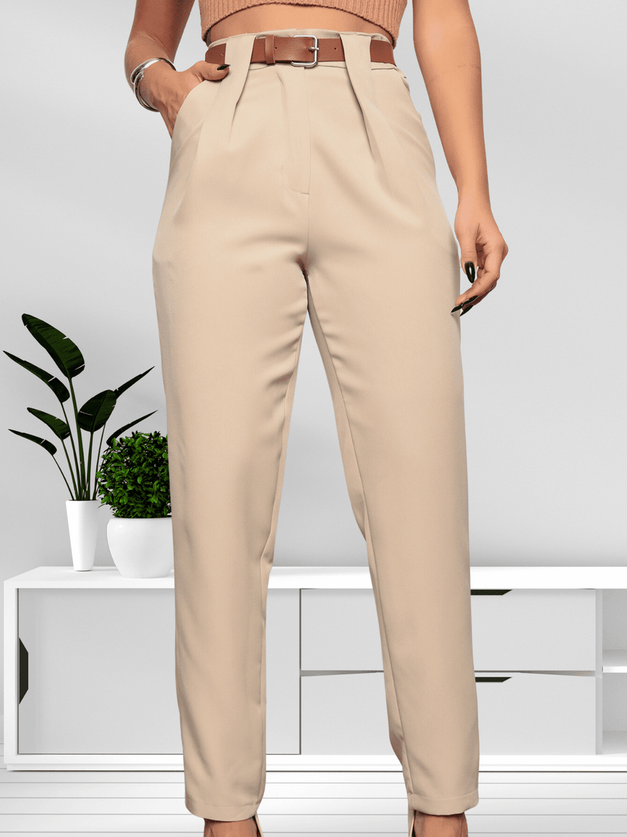 Calça Social Feminina Cintura Alta Carrot