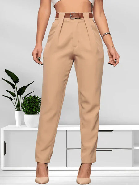 Calça Social Feminina Cintura Alta Carrot