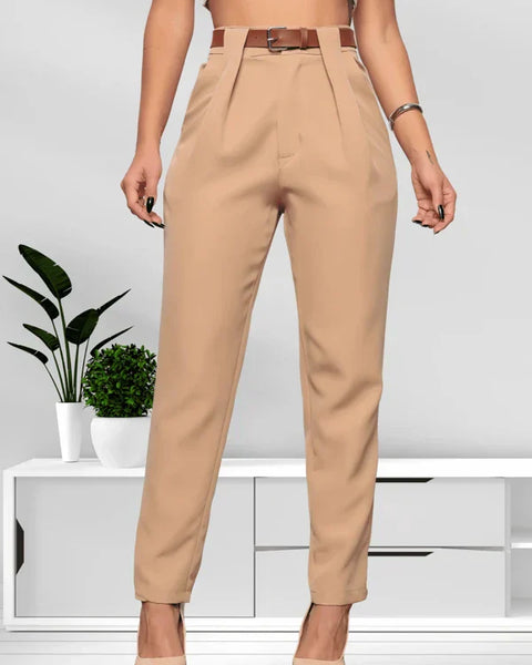 Calça Social Feminina Cintura Alta Carrot