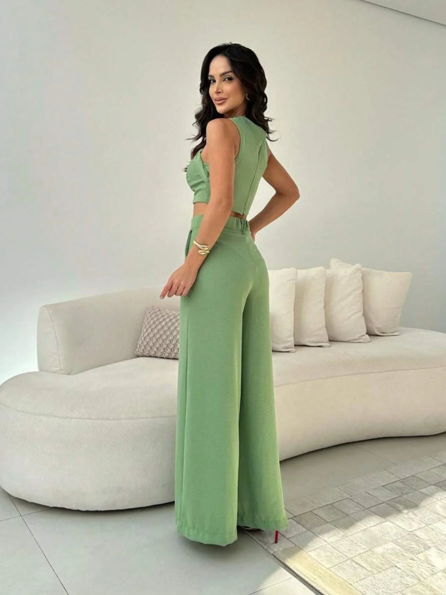 Conjunto Croped e Calça Alessandra