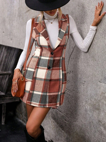 Conjunto Blazer e Saia Xadrez