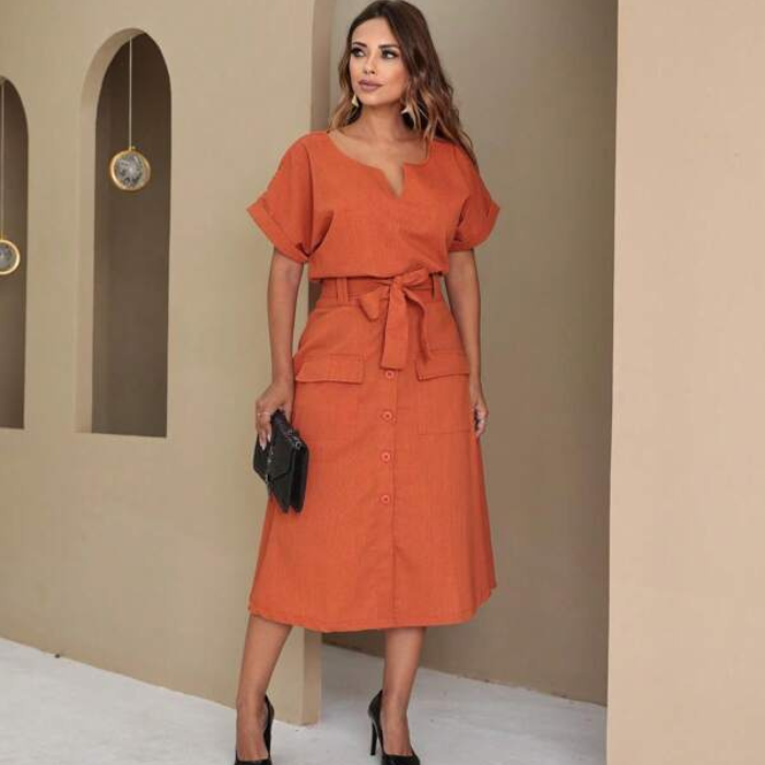 Conjunto Blusa e Saia Midi com Bolsos Annelise