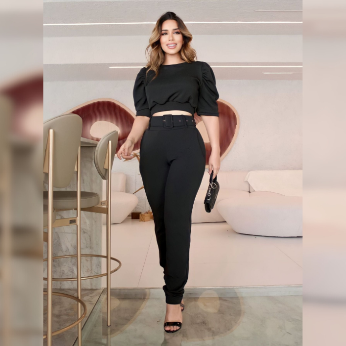 Conjunto Feminino Blusa e Calça Alfaiataria Sueli