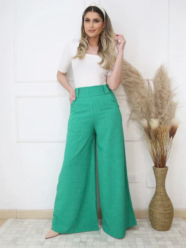 Calça Feminina Pantalona de Alfaiataria com Cintura Alta