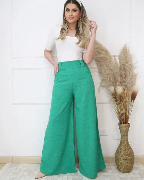 Calça Feminina Pantalona de Alfaiataria com Cintura Alta