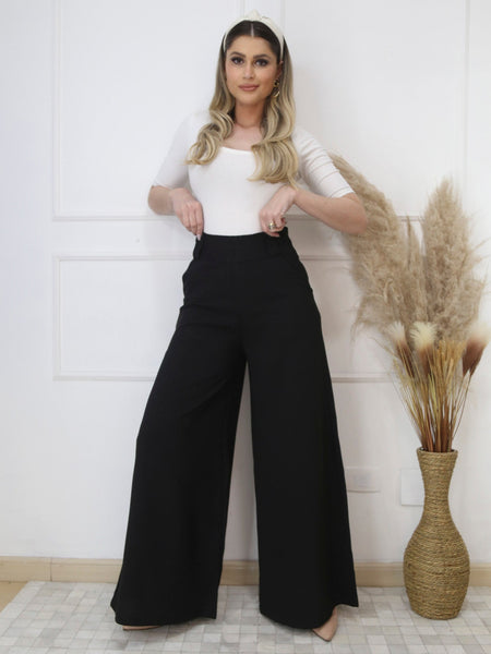 Calça Feminina Pantalona de Alfaiataria com Cintura Alta