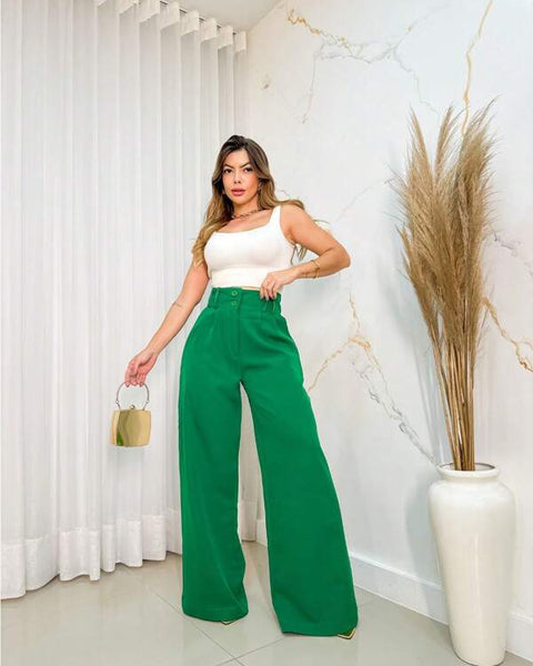 calças pantalona verde, calça social feminina cintura alta, calça cintura alta, calça pantalona cintura alta.