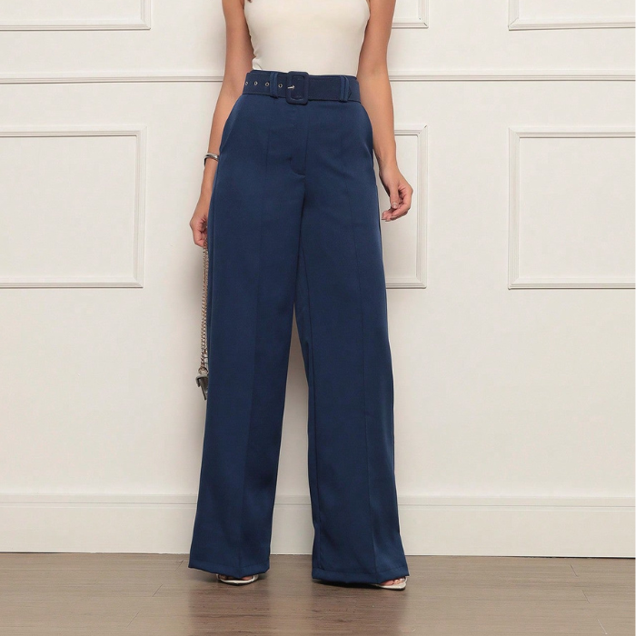 Calça Pantalona Alfaiataria com Cintura Alta e Cinto Elegante