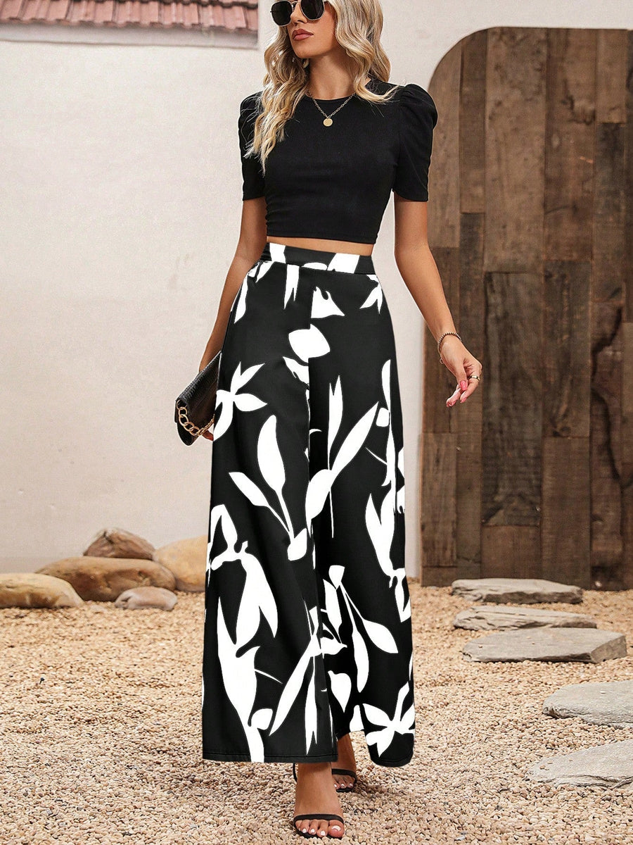 Conjunto Cropped e Calça Pantalona Yolanda