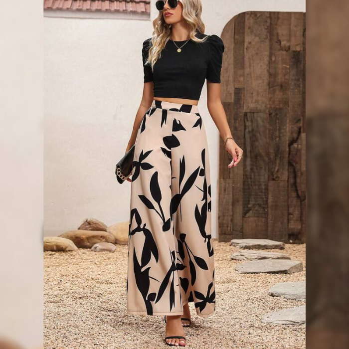 Conjunto Cropped e Calça Pantalona Yolanda