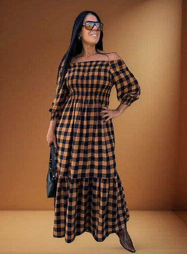Vestido Longo Xadrez Cassia