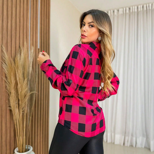 Blusa Manga Longa Xadrez Emeli