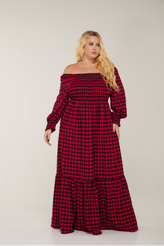 Vestido Feminino Longo Xadrez Yasmin
