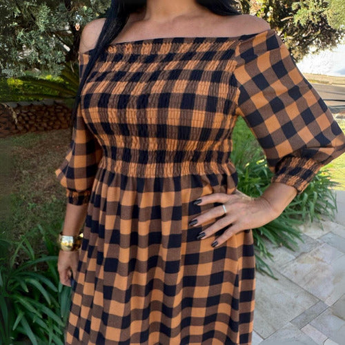 Vestido Longo Xadrez Cassia