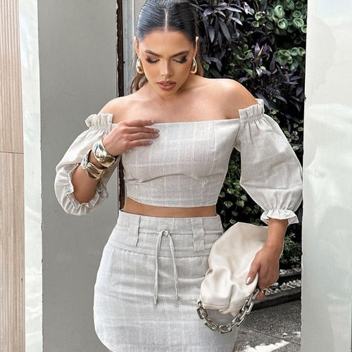 Conjunto Shorts Saia e Cropped Eliza