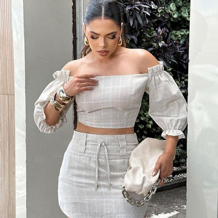 Conjunto Shorts Saia e Cropped Eliza