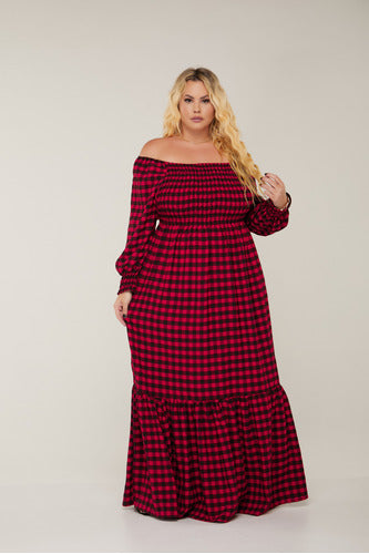 Vestido Feminino Longo Xadrez Yasmin