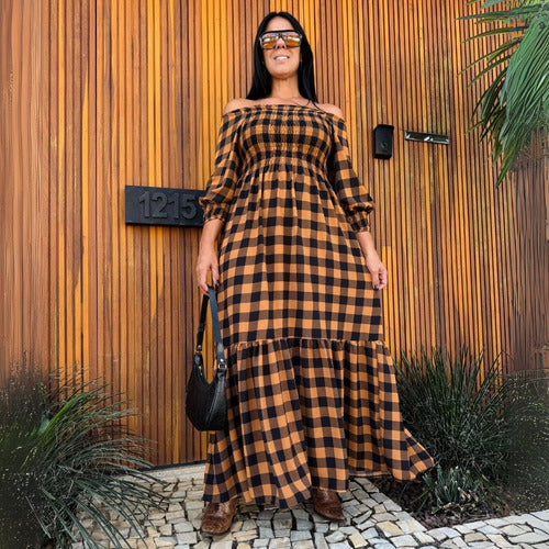Vestido Longo Xadrez Cassia
