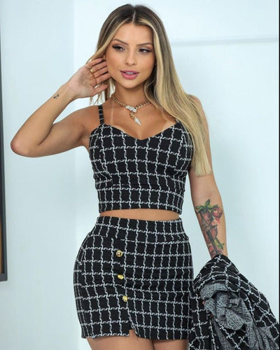 Conjunto Cropped E Short Xadrez Erica