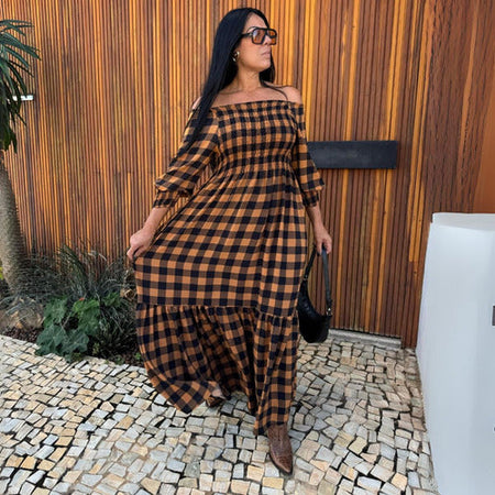 Vestido Longo Xadrez Cassia