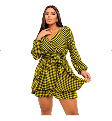 Vestido Curto Manga Longa Catarina