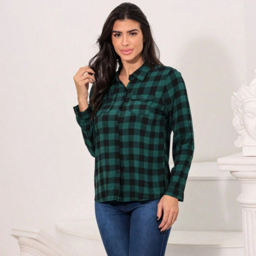 Blusa Manga Longa Xadrez Emeli