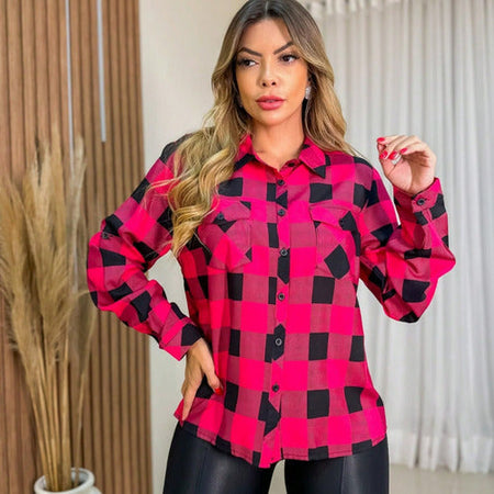 Blusa Manga Longa Xadrez Emeli