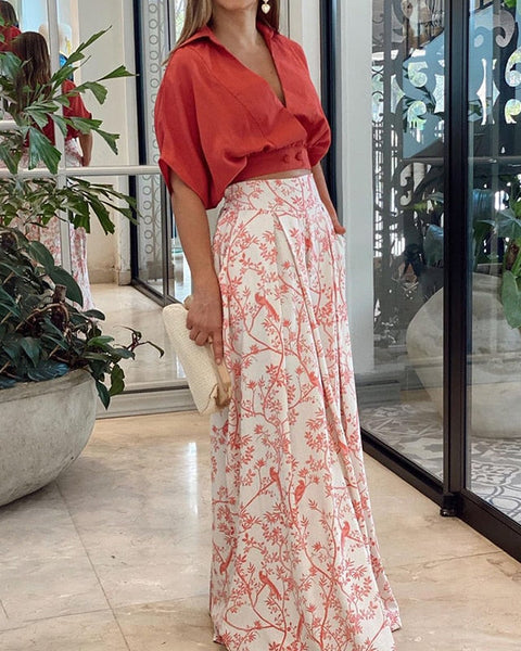 Conjunto Saia Longa Estampada Débora