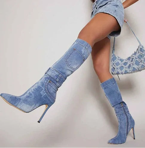 Bota De Cano Alto Com Salto Andressa