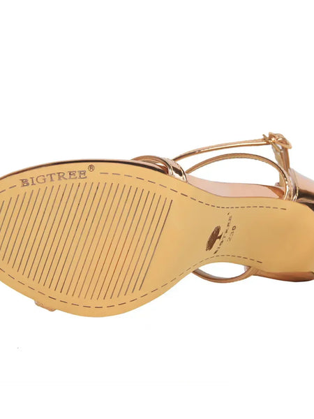 Sandalia Dourada Salto Dominique