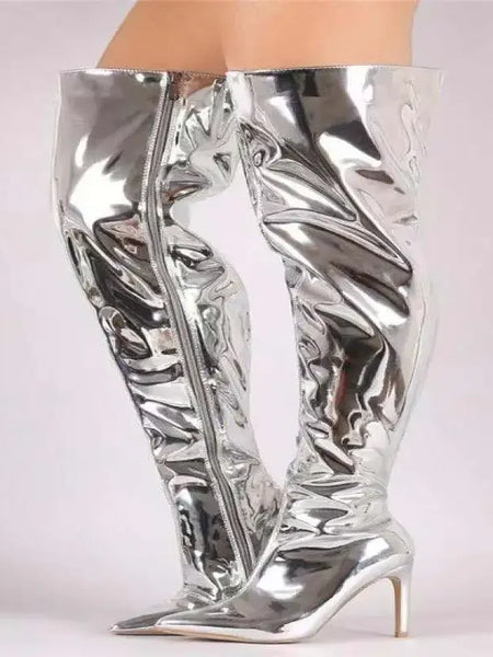 Bota De Cano Alto Com Salto Angela