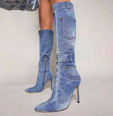 Bota De Cano Alto Com Salto Andressa