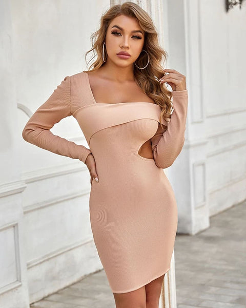 Vestido De Festa Curto Bege Manuela